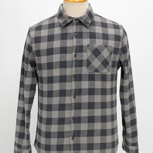 None Other - Men's Gray Plaid Flannel Shirt XL Casual